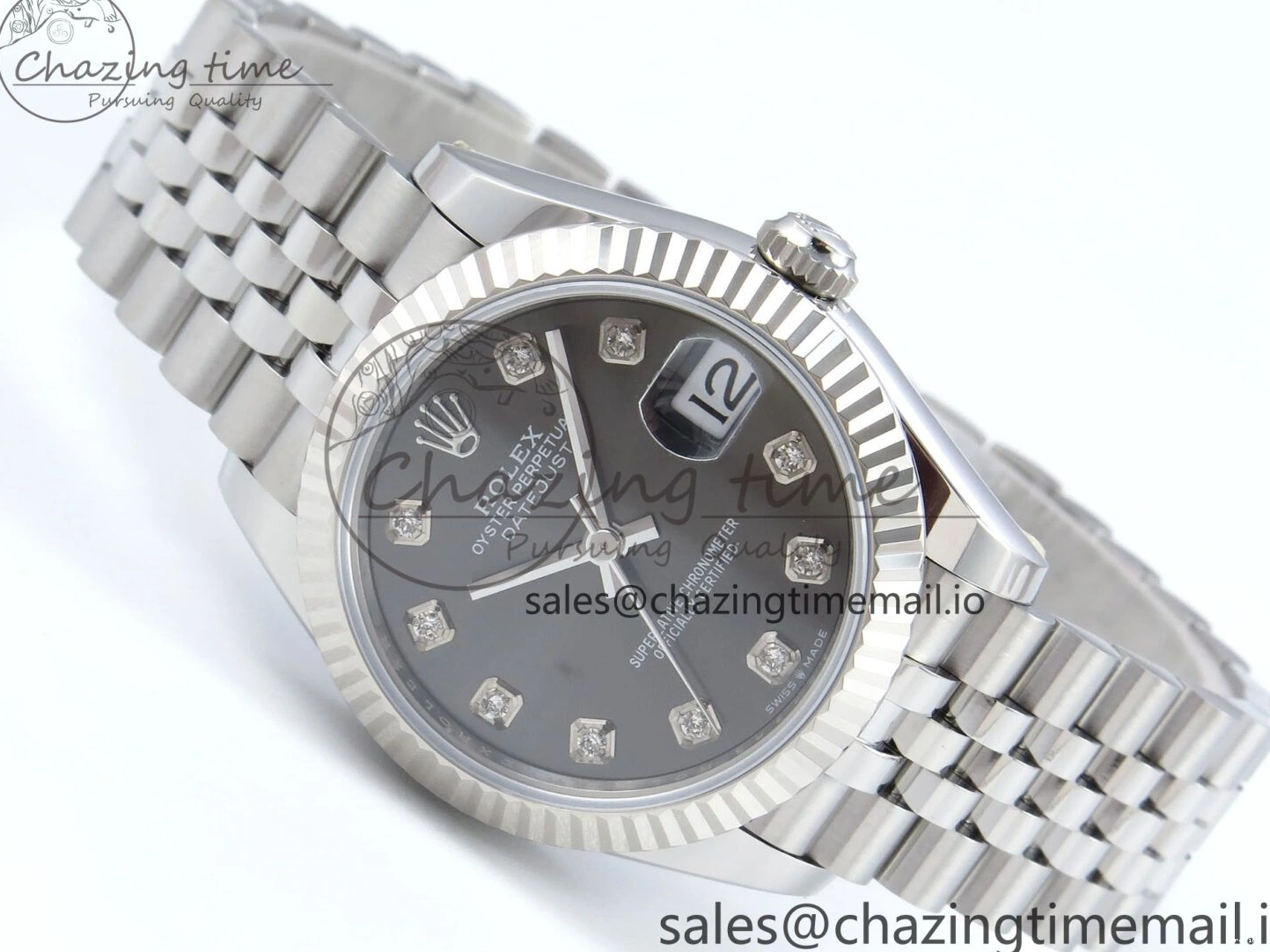 MiroTime 0304 DateJust 31 278274 ARF 1:1 Best Edition 904L Steel Gray Diamonds Dial on SS Jubilee Bracelet ETA OnTrend 541